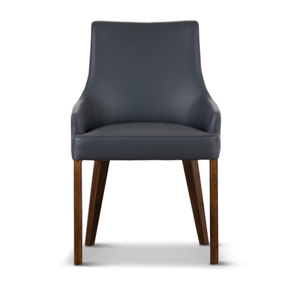 Tuberose Dining Chair Set of 2 PU Leather Solid Acacia Wood Furniture Dark Grey - Cosy Abode