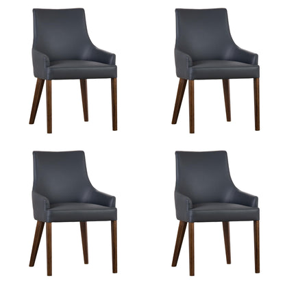 Tuberose Dining Chair Set of 4 PU Leather Solid Acacia Wood Furniture Dark Grey - Cosy Abode