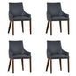 Tuberose Dining Chair Set of 4 PU Leather Solid Acacia Wood Furniture Dark Grey - Cosy Abode