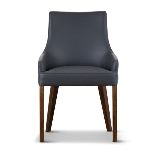 Tuberose Dining Chair PU Leather Solid Acacia Timber Wood Furniture - Dark Grey - Cosy Abode