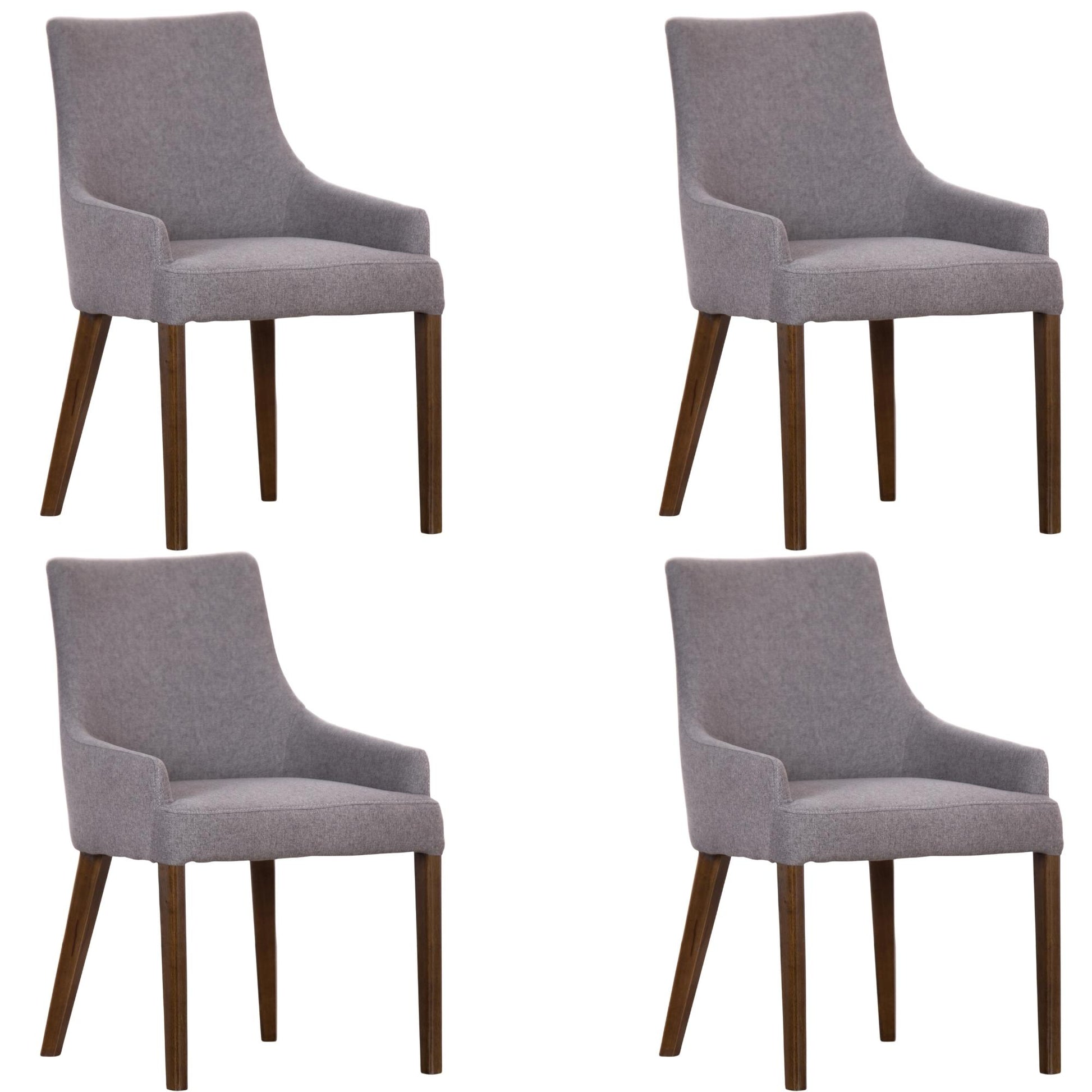 Tuberose Dining Chair Set of 4 Fabric Seat Solid Acacia Wood Furniture - Grey - Cosy Abode