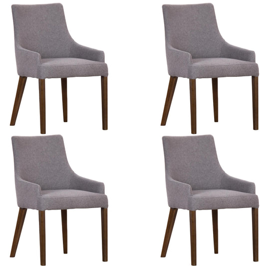 Tuberose Dining Chair Set of 4 Fabric Seat Solid Acacia Wood Furniture - Grey - Cosy Abode