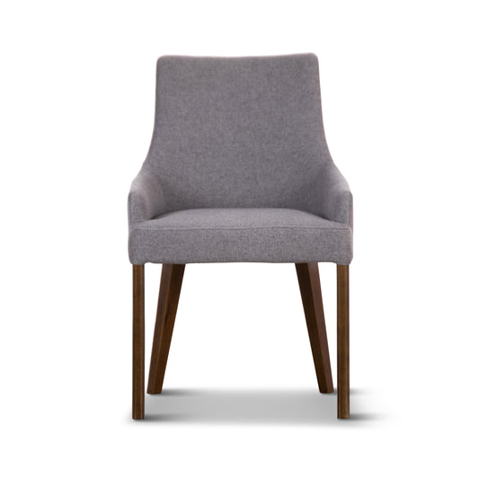 Tuberose Dining Chair Fabric Seat Solid Acacia Timber Wood Furniture - Grey - Cosy Abode