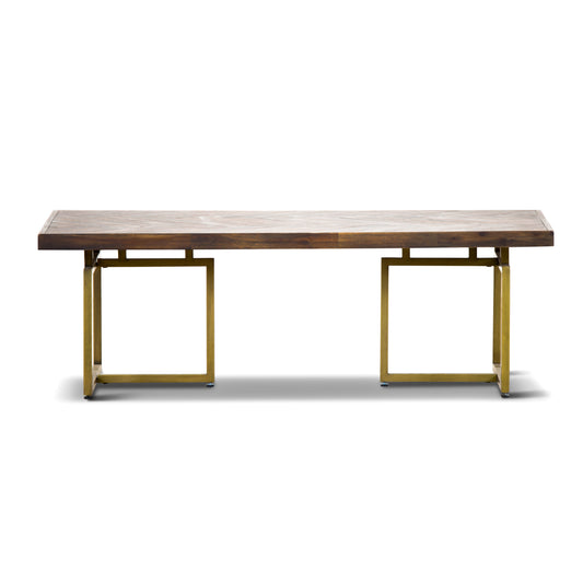 Tuberose Coffee Table 120cm Solid Acacia Wood Home Herringbone Parquet - Brown - Cosy Abode