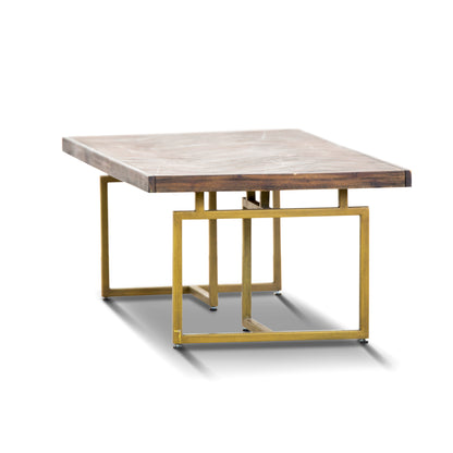 Tuberose Coffee Table 120cm Solid Acacia Wood Home Herringbone Parquet - Brown - Cosy Abode