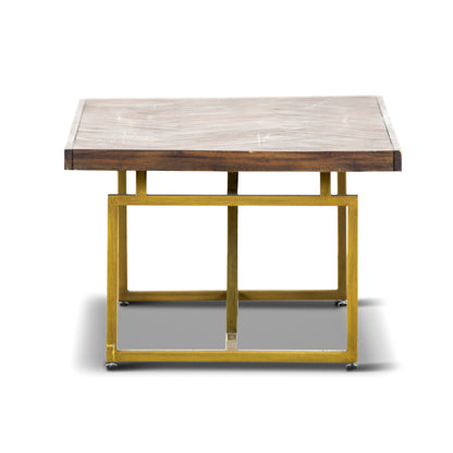 Tuberose Coffee Table 120cm Solid Acacia Wood Home Herringbone Parquet - Brown - Cosy Abode