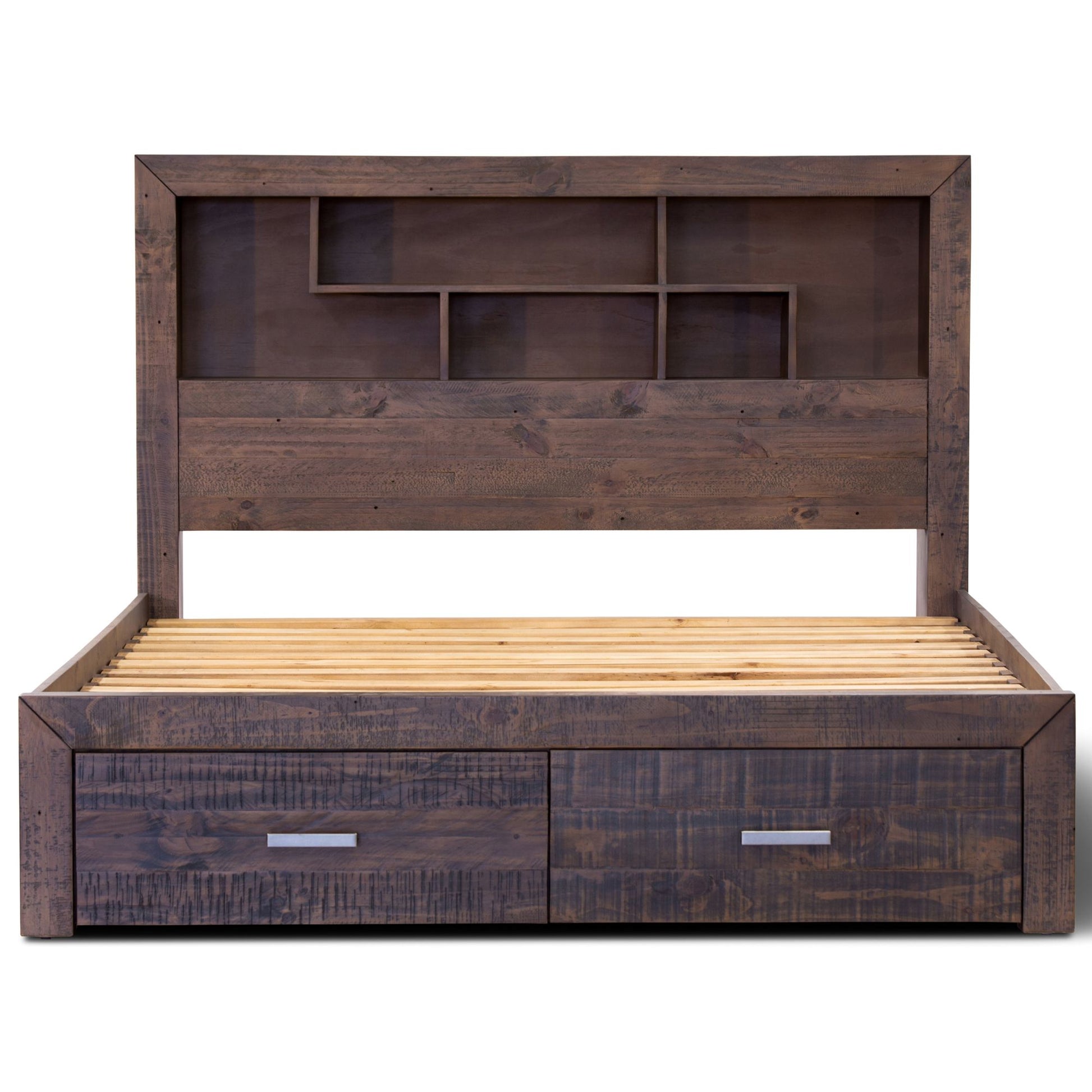 Catmint Bed Frame King Size Timber Mattress Base With Storage Drawers Grey Stone - Cosy Abode