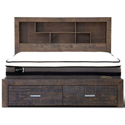 Catmint Bed Frame King Size Timber Mattress Base With Storage Drawers Grey Stone - Cosy Abode
