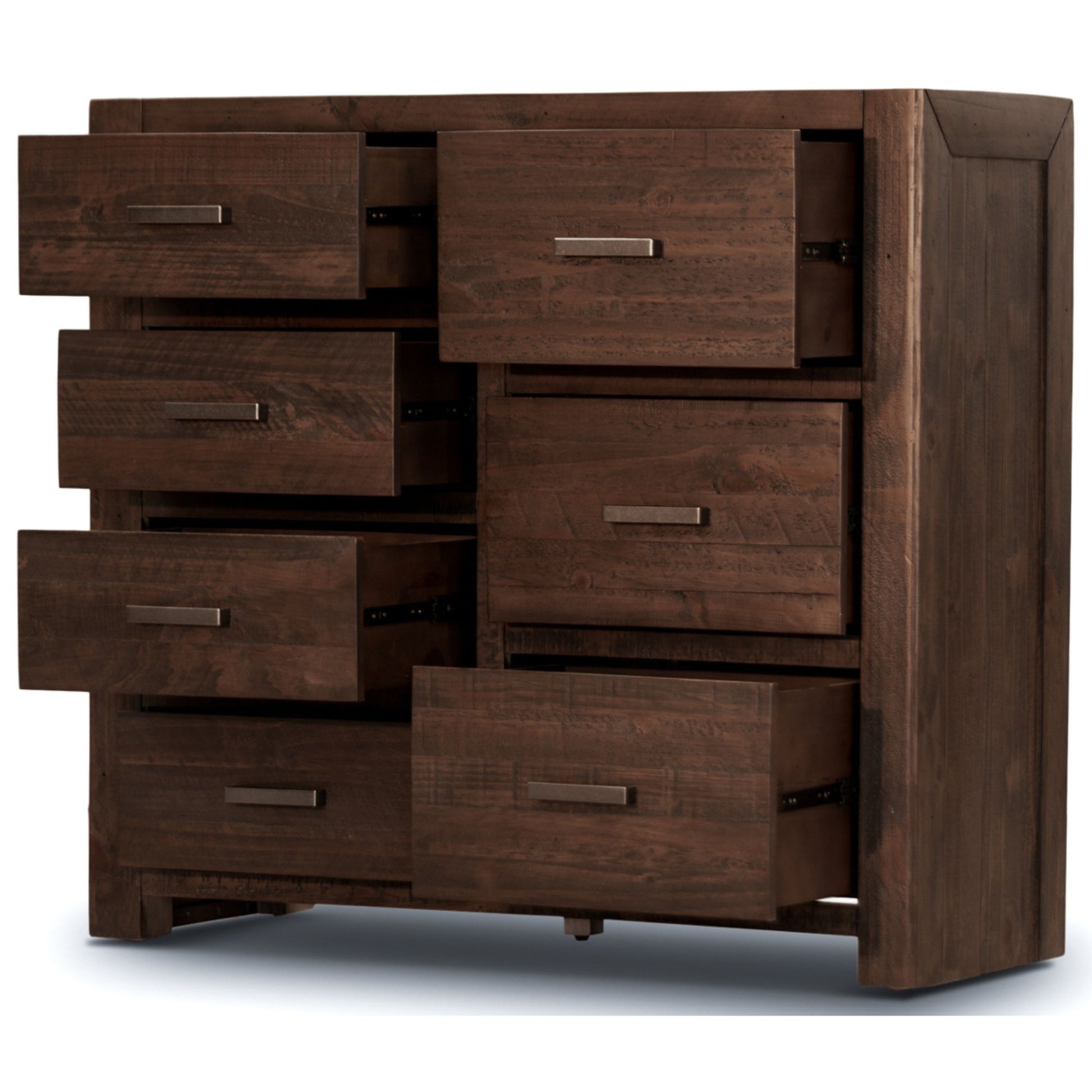 Catmint Tallboy 7 Chest of Drawers Pine Wood Bed Storage Cabinet - Grey Stone - Cosy Abode