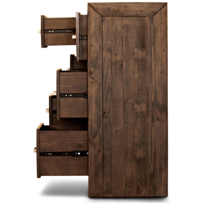 Catmint Tallboy 7 Chest of Drawers Pine Wood Bed Storage Cabinet - Grey Stone - Cosy Abode