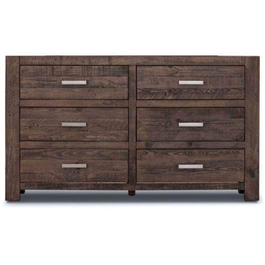 Catmint Dresser 6 Chest of Drawers Solid Pine Wood Storage Cabinet - Grey Stone - Cosy Abode