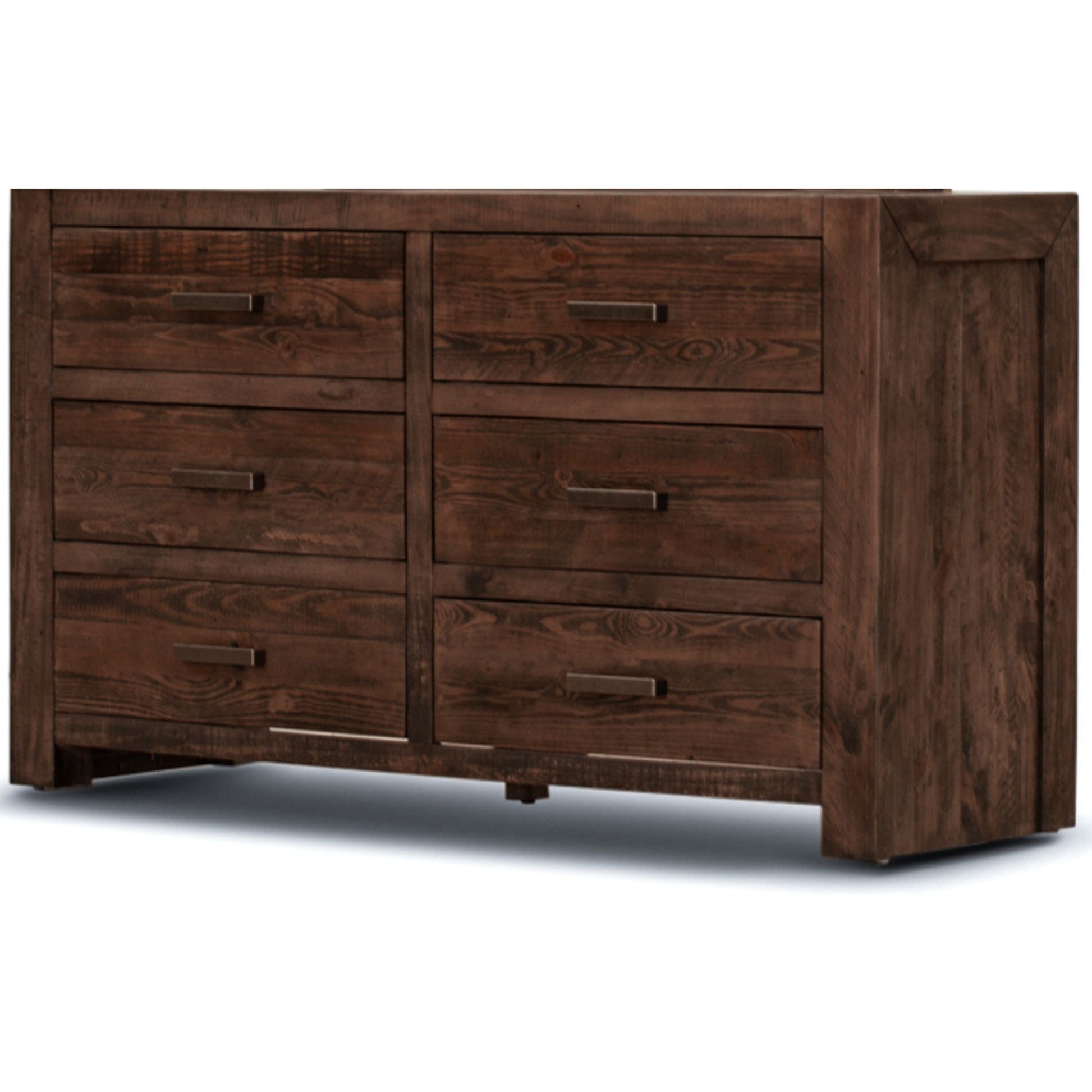 Catmint Dresser 6 Chest of Drawers Solid Pine Wood Storage Cabinet - Grey Stone - Cosy Abode
