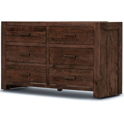 Catmint Dresser 6 Chest of Drawers Solid Pine Wood Storage Cabinet - Grey Stone - Cosy Abode