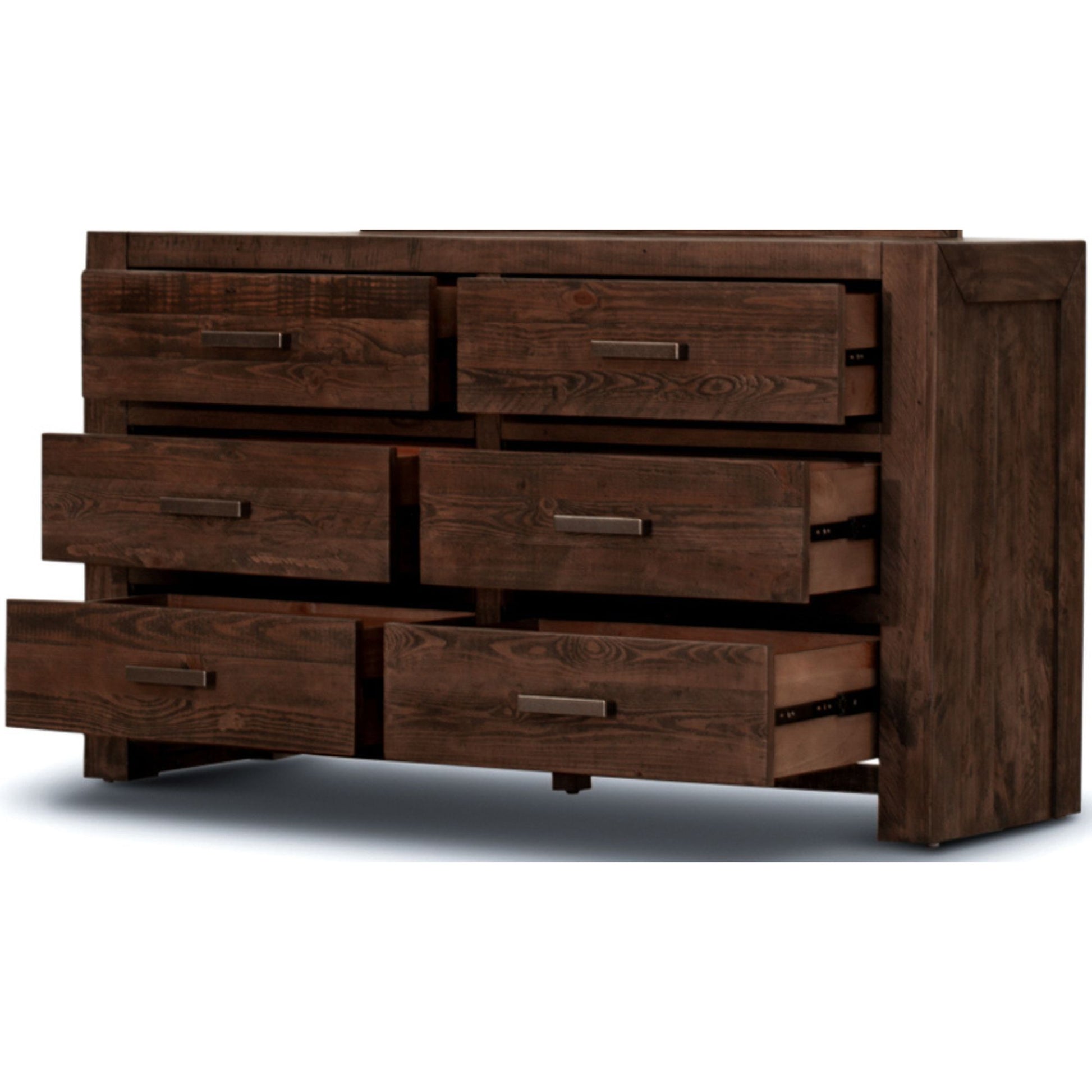 Catmint Dresser 6 Chest of Drawers Solid Pine Wood Storage Cabinet - Grey Stone - Cosy Abode