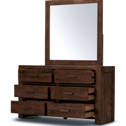 Catmint Dresser Mirror 6 Chest of Drawers Tallboy Storage Cabinet - Grey Stone - Cosy Abode
