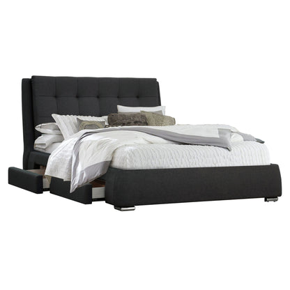 Kiama King Size Bed Frame Timber Mattress Base With Storage Drawers - Grey - Cosy Abode