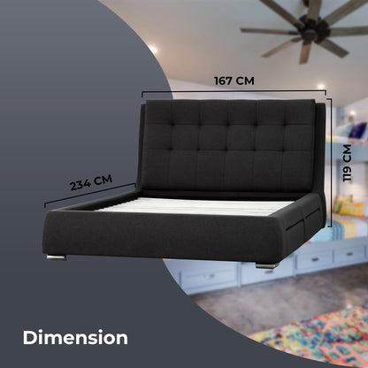Kiama Double Size Bed Frame Timber Mattress Base With Storage Drawers - Grey - Cosy Abode