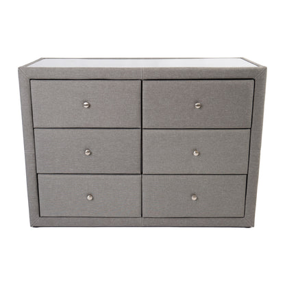 Molly Dresser 6 Chest of Drawers Bedroom Storage Cabinet - Light Grey - Cosy Abode