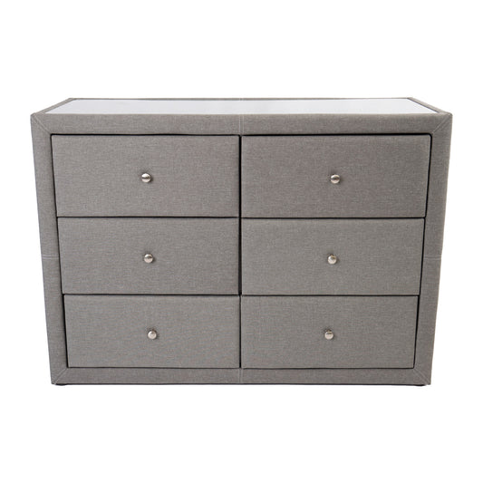 Molly Dresser 6 Chest of Drawers Bedroom Storage Cabinet - Light Grey - Cosy Abode