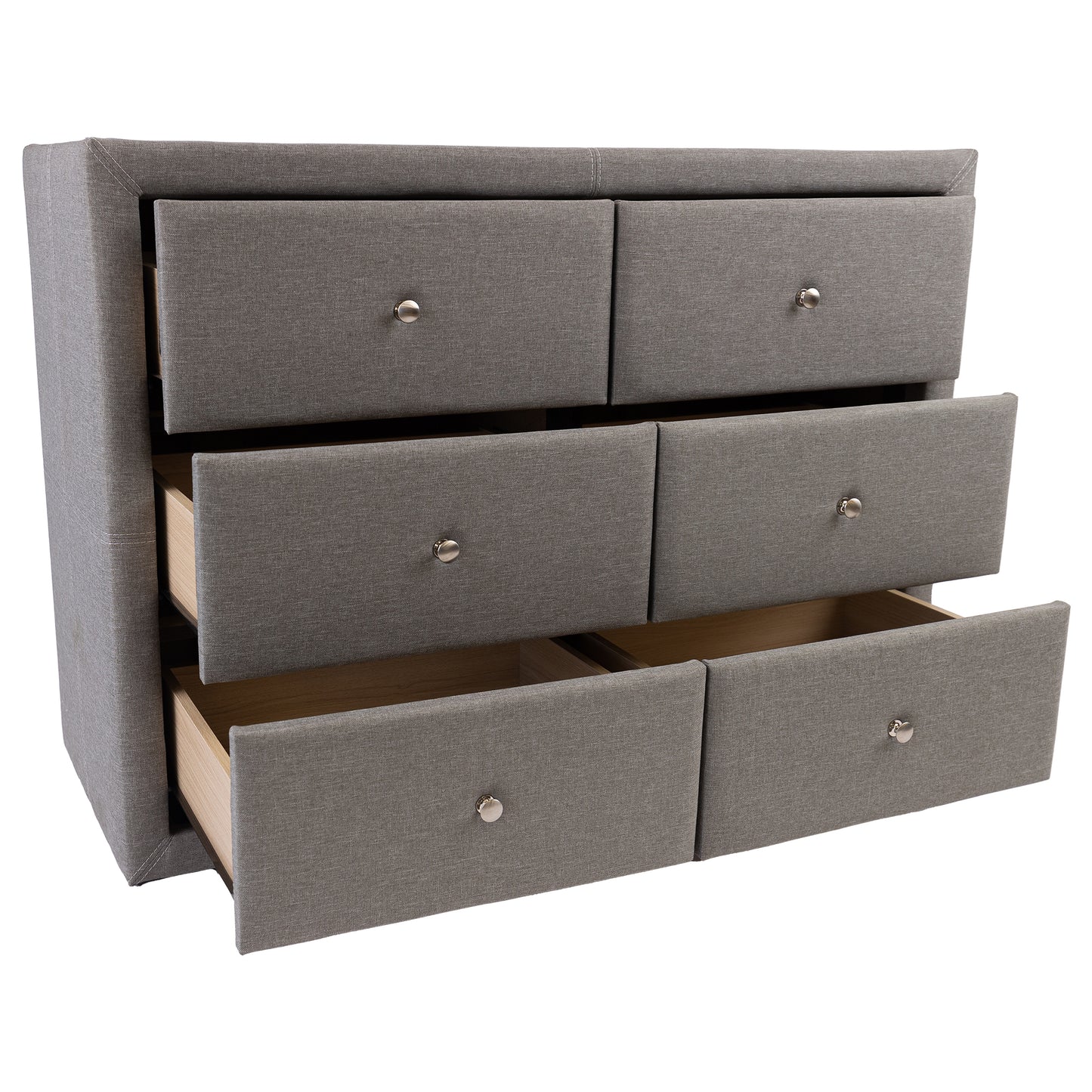 Molly Dresser 6 Chest of Drawers Bedroom Storage Cabinet - Light Grey - Cosy Abode