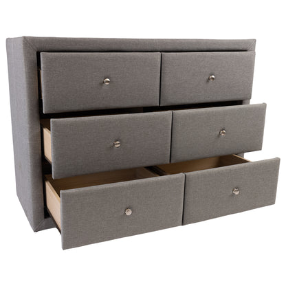 Molly Dresser 6 Chest of Drawers Bedroom Storage Cabinet - Light Grey - Cosy Abode