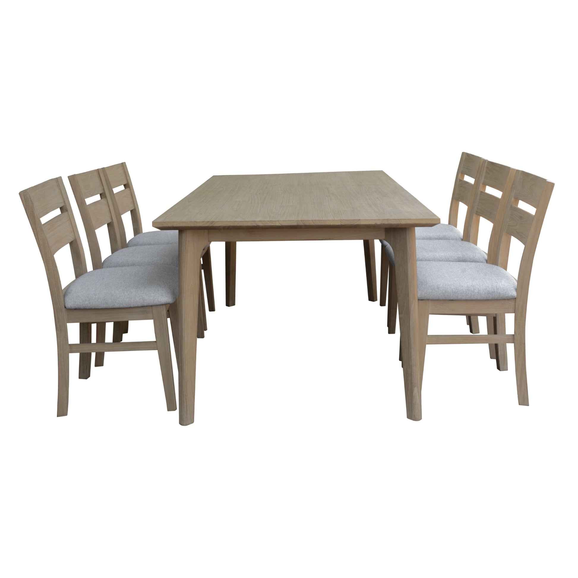 Tyler 7pc 180cm Dining Table Set Fabric Chair Solid Acacia Wood Brushed Smoke - Cosy Abode