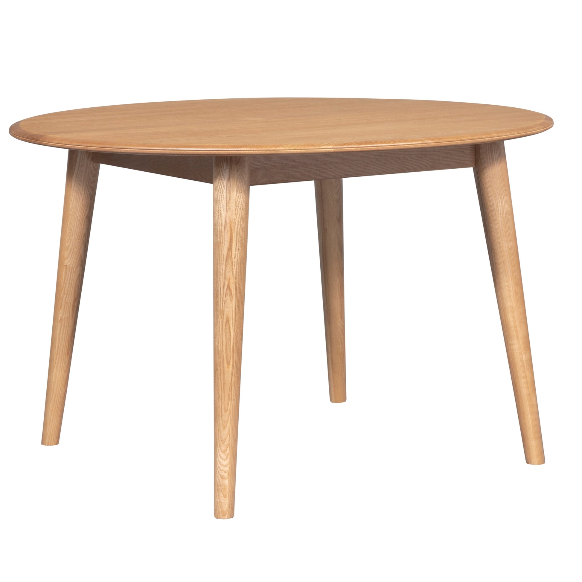 Emilio 5pc 120cm Round Dining Table Set with 4 Fabric Chairs - Solid Ash - Cosy Abode