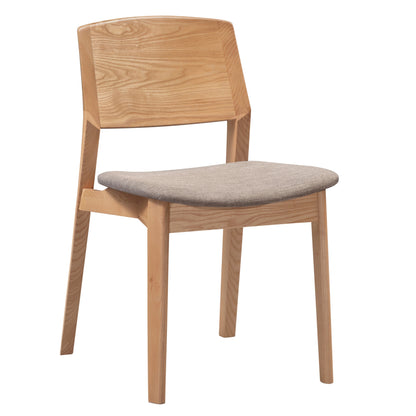 Emilio 5pc 120cm Round Dining Table Set with 4 Fabric Chairs - Solid Ash - Cosy Abode
