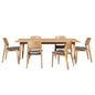 Emilio 7pc 180cm Dining Table Set Fabric Chair Solid Ash Wood Oak - Cosy Abode