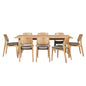 Emilio 9pc 210cm Dining Table Set Fabric Chair Solid Ash Wood Oak - Cosy Abode