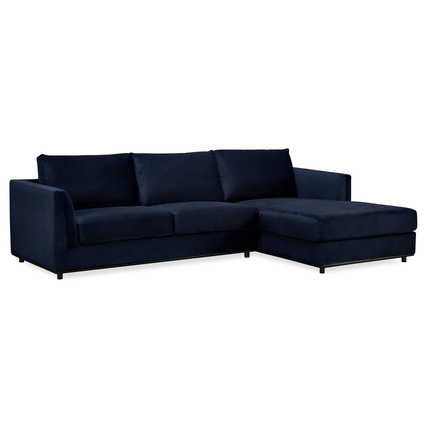Kennedi 2 Seater Velvet Fabric Corner Sofa Lounge RHF Chaise - Navy - Cosy Abode
