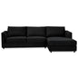 Kennedi 2 Seater Velvet Fabric Corner Sofa Lounge RHF Chaise - Black - Cosy Abode