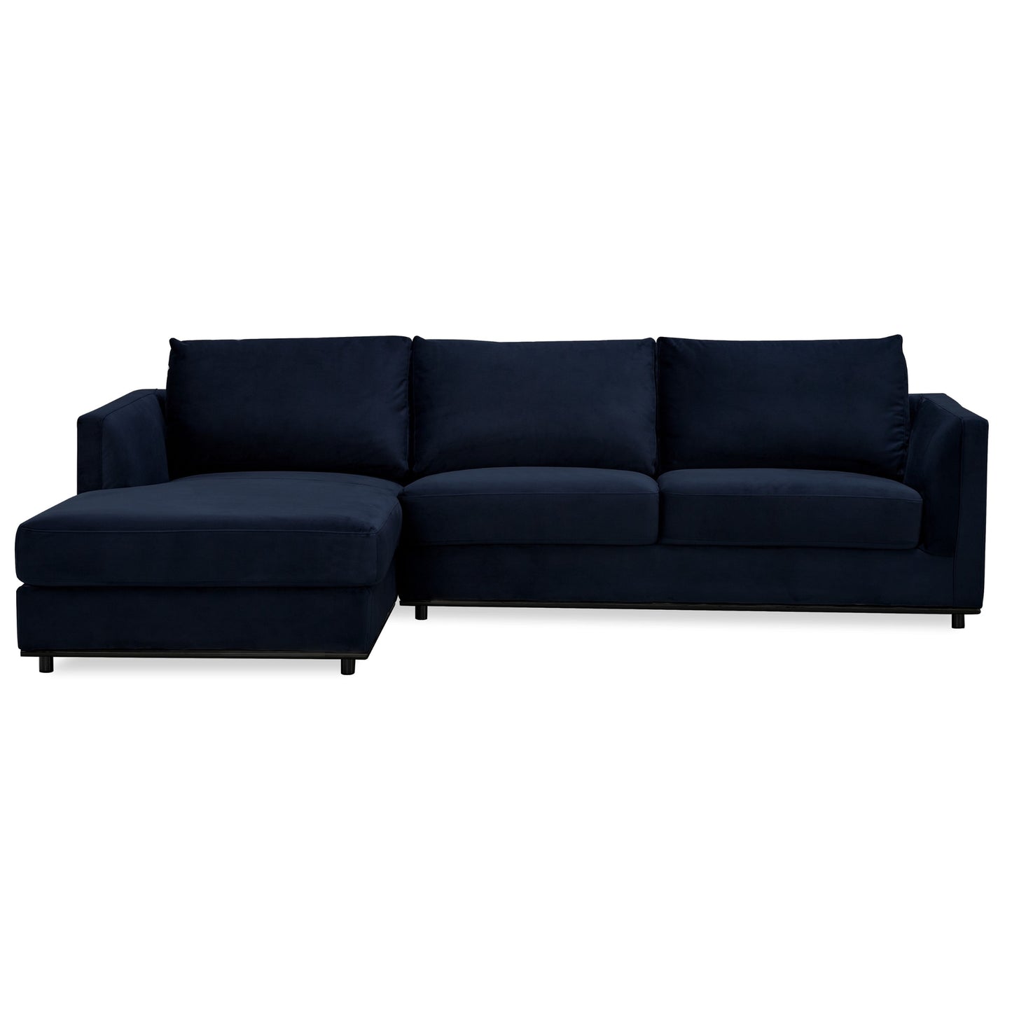 Kennedi 2 Seater Velvet Fabric Corner Sofa Lounge LHF Chaise - Navy - Cosy Abode