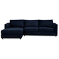 Kennedi 2 Seater Velvet Fabric Corner Sofa Lounge LHF Chaise - Navy - Cosy Abode