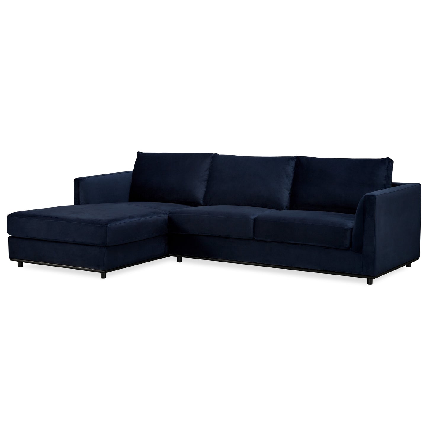 Kennedi 2 Seater Velvet Fabric Corner Sofa Lounge LHF Chaise - Navy - Cosy Abode