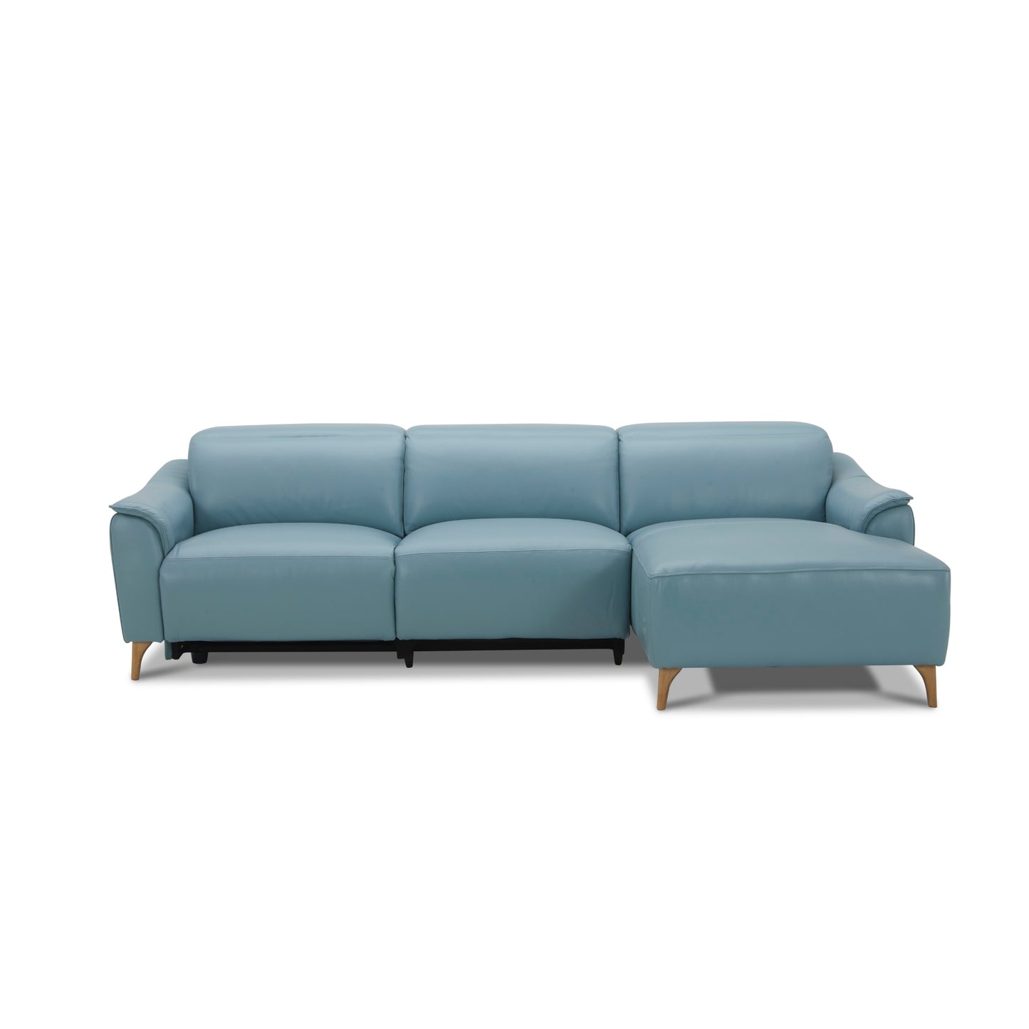 Inala 2 Seater Genuine Leather Sofa Lounge Electric Powered Recliner RHF Chaise Blue - Cosy Abode