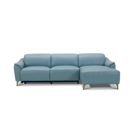 Inala 2 Seater Genuine Leather Sofa Lounge Electric Powered Recliner RHF Chaise Blue - Cosy Abode