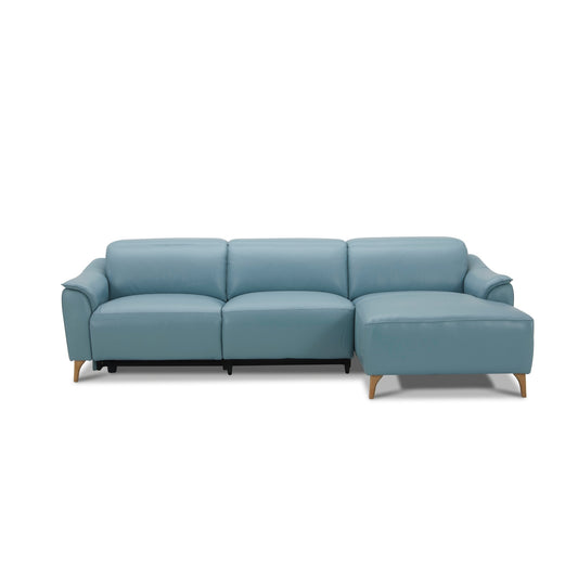 Inala 2 Seater Genuine Leather Sofa Lounge Electric Powered Recliner RHF Chaise Blue - Cosy Abode