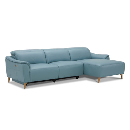 Inala 2 Seater Genuine Leather Sofa Lounge Electric Powered Recliner RHF Chaise Blue - Cosy Abode