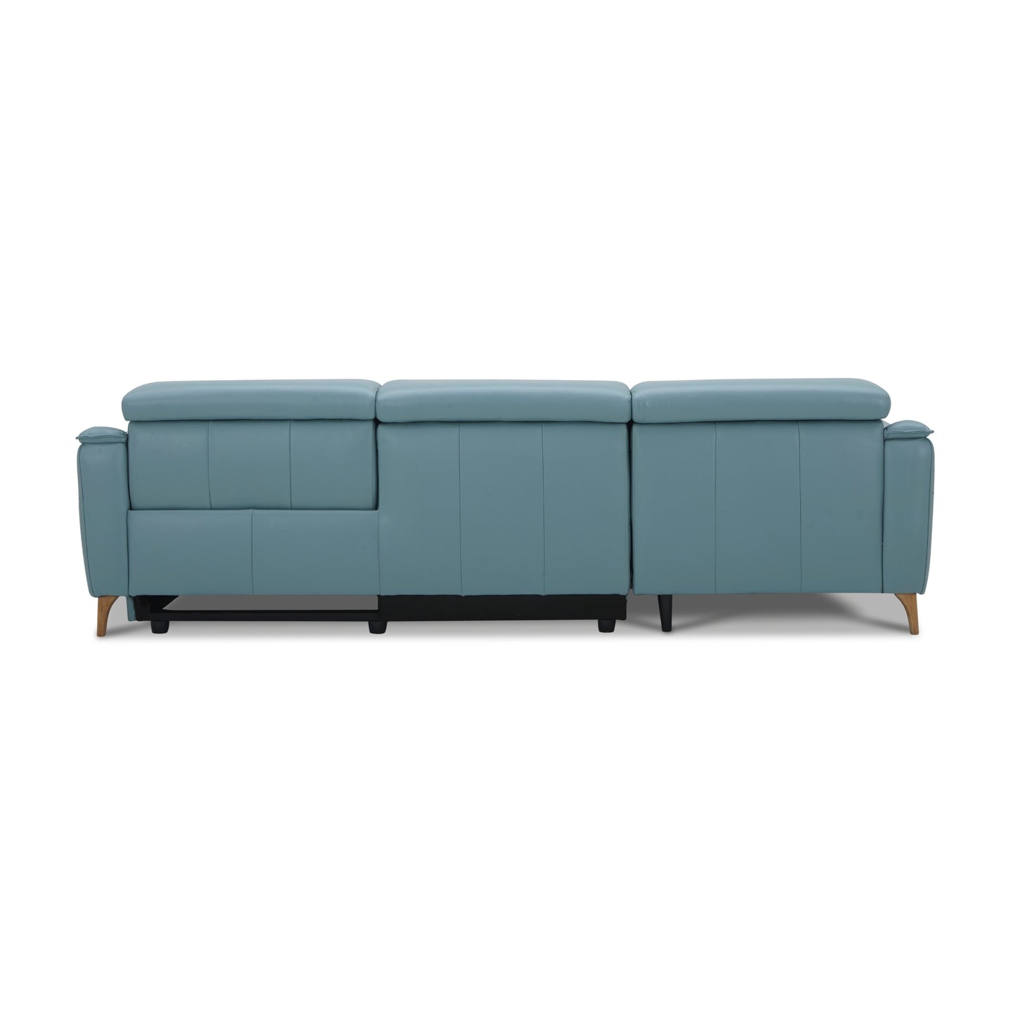 Inala 2 Seater Genuine Leather Sofa Lounge Electric Powered Recliner RHF Chaise Blue - Cosy Abode