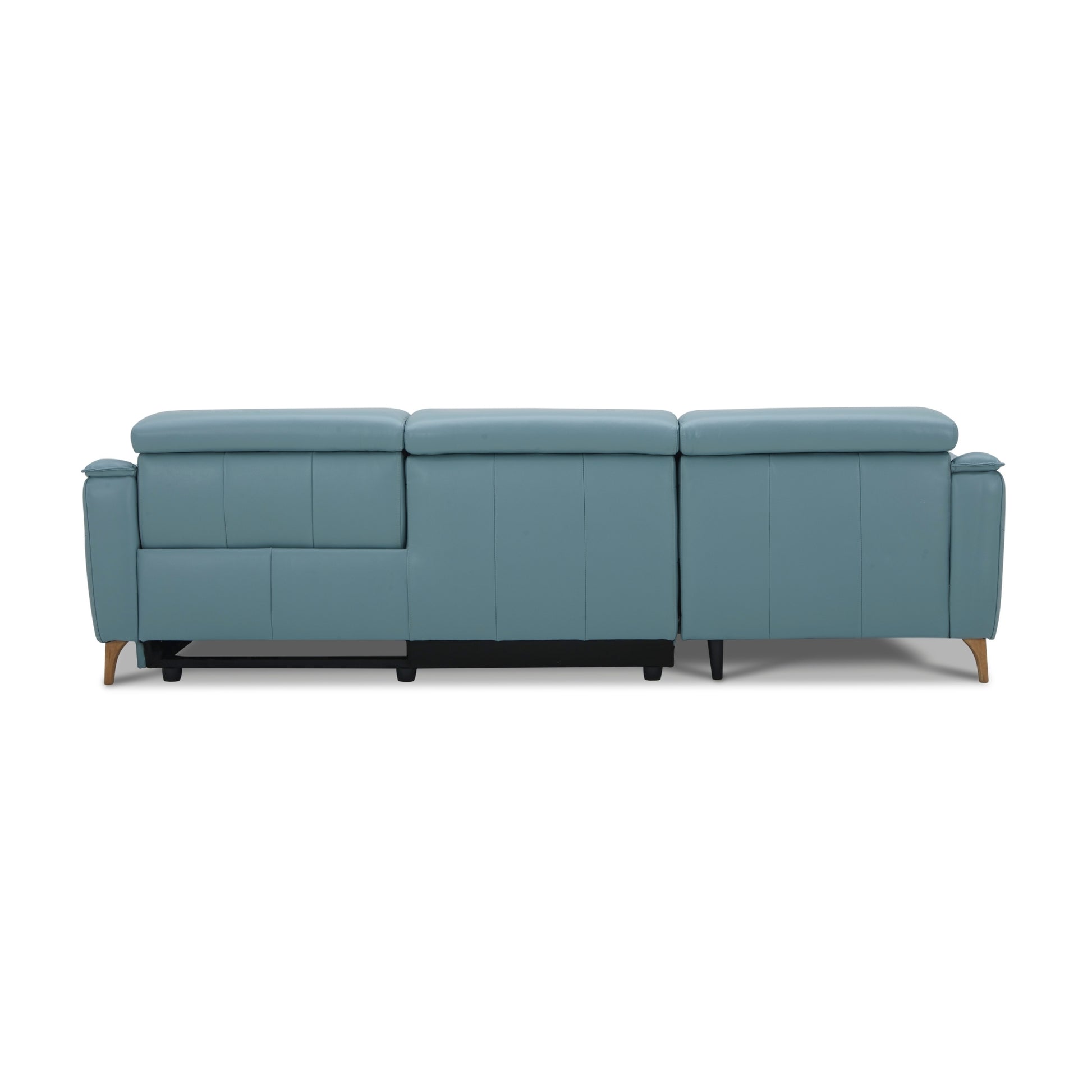 Inala 2 Seater Genuine Leather Sofa Lounge Electric Powered Recliner RHF Chaise Blue - Cosy Abode