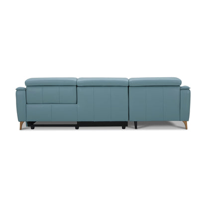 Inala 2 Seater Genuine Leather Sofa Lounge Electric Powered Recliner RHF Chaise Blue - Cosy Abode