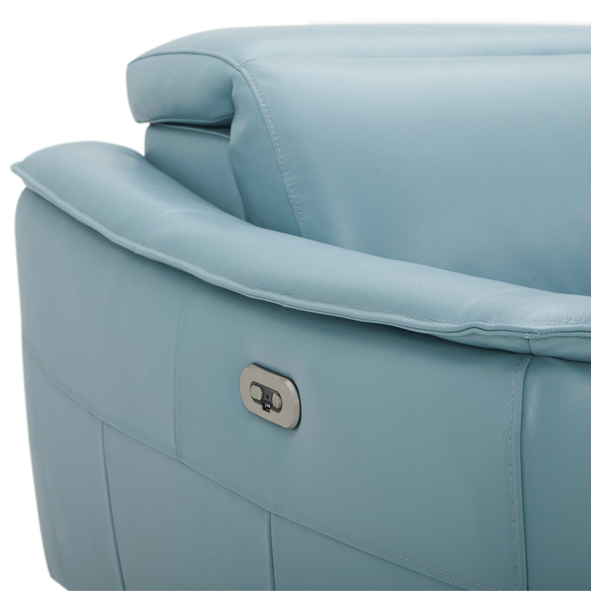Inala 2 Seater Genuine Leather Sofa Lounge Electric Powered Recliner RHF Chaise Blue - Cosy Abode