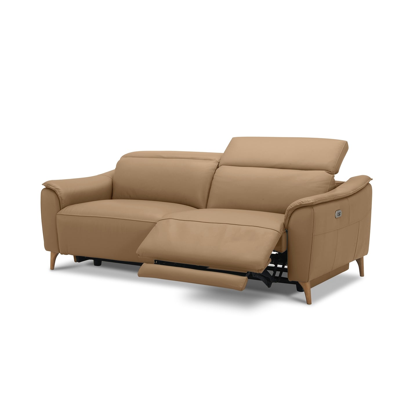 Inala 2.5 Seater Genuine Leather Sofa Lounge Electric Powered Recliner Latte - Cosy Abode