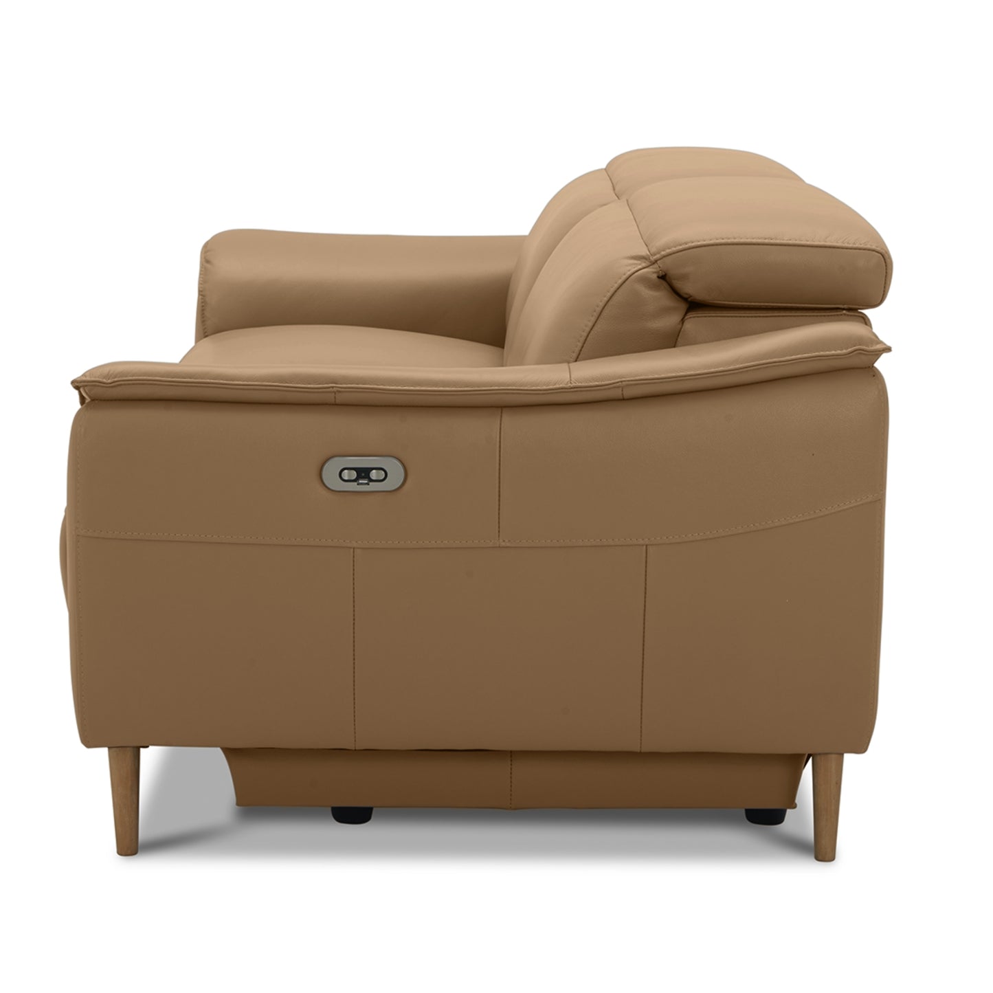 Inala 2.5 Seater Genuine Leather Sofa Lounge Electric Powered Recliner Latte - Cosy Abode
