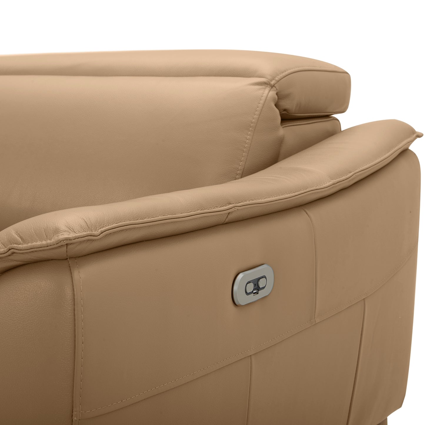 Inala 2.5 Seater Genuine Leather Sofa Lounge Electric Powered Recliner Latte - Cosy Abode