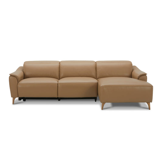 Inala 2 Seater Genuine Leather Sofa Lounge Electric Powered Recliner RHF Chaise Latte - Cosy Abode