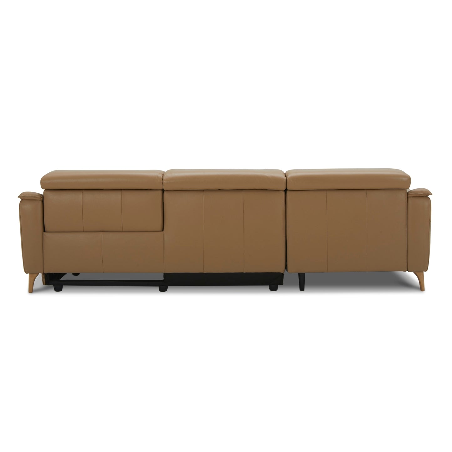 Inala 2 Seater Genuine Leather Sofa Lounge Electric Powered Recliner RHF Chaise Latte - Cosy Abode