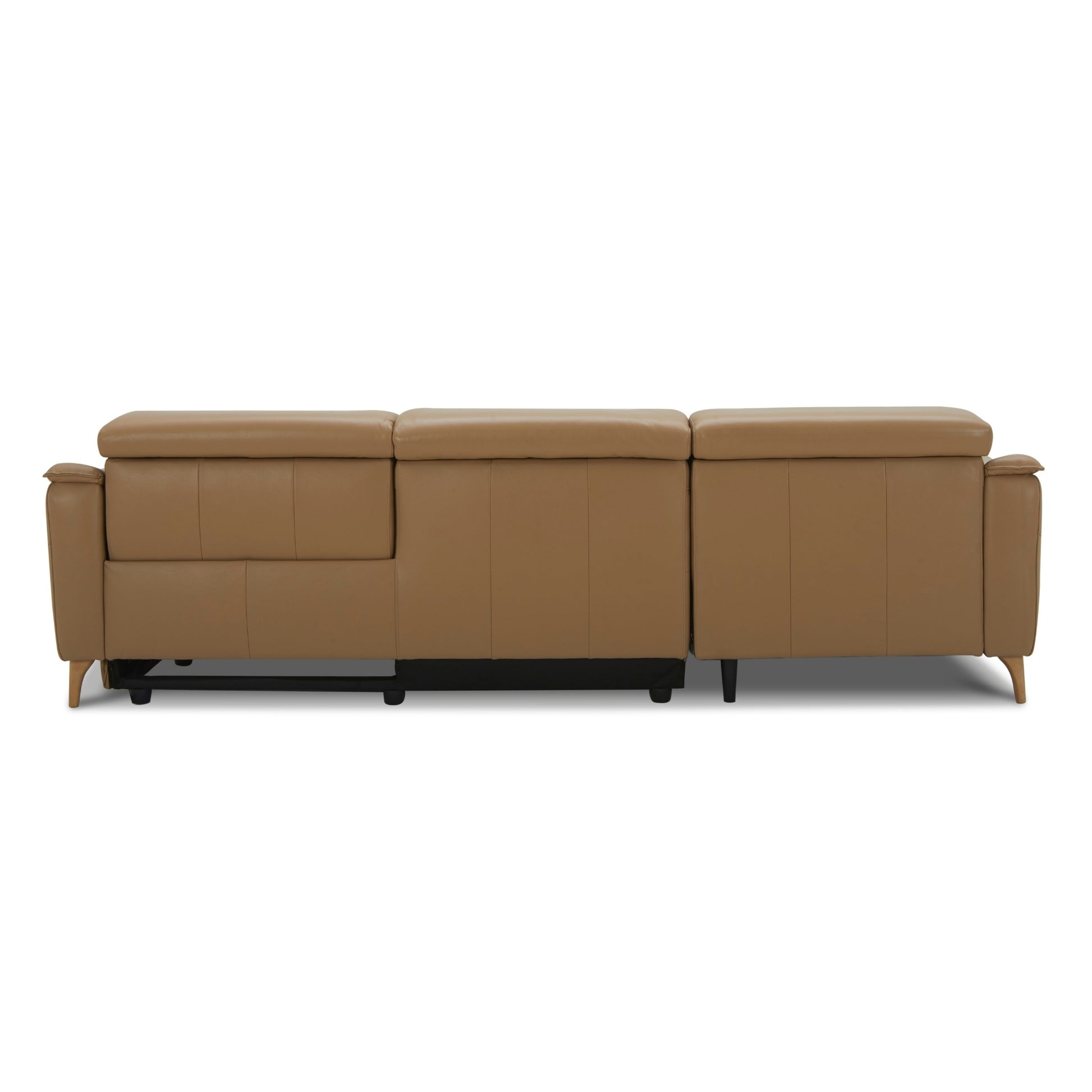 Inala 2 Seater Genuine Leather Sofa Lounge Electric Powered Recliner RHF Chaise Latte - Cosy Abode