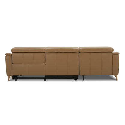 Inala 2 Seater Genuine Leather Sofa Lounge Electric Powered Recliner RHF Chaise Latte - Cosy Abode